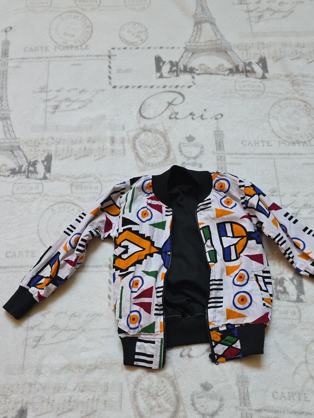 Kids Colorful Geometric Bomber Jacket